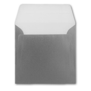 400 Metallic Briefumschläge in Silber - quadratisches Format 16 x 16 cm - metallisch-glänzende Kuverts - 90 Gramm/m² - Haftklebung