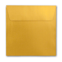 300 Metallic Briefumschläge in Gold - quadratisches Format 16 x 16 cm - metallisch-glänzende Kuverts - 90 Gramm/m² - Haftklebung