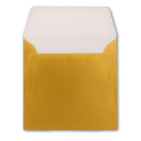 400 Metallic Briefumschläge in Gold - quadratisches Format 16 x 16 cm - metallisch-glänzende Kuverts - 90 Gramm/m² - Haftklebung