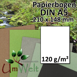 DIN A5 Papierbogen - Kraftpapier - 21,0 x 14,8 cm - 120...