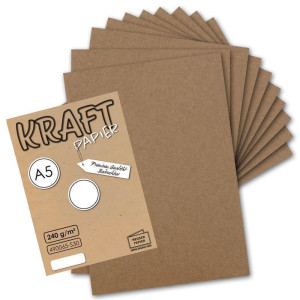 50x Vintage Kraftpapier - DIN A5 - 21 x 14,8 cm - nachhaltiges  natur-braunes Recycling-Papier,  ökologisch Bastel-Karton Einzel-Karte - NEUSER PAPIER