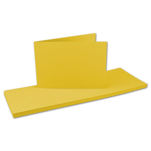 25x Falt-Karten DIN A6 Langdoppel-Karten - Honig-Gelb -10,5 x 14,8 cm - blanko quer-doppelte Faltkarten - FarbenFroh by Gustav Neuser®