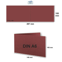 75x Falt-Karten DIN A6 Langdoppel-Karten - Dunkel-Rot -10,5 x 14,8 cm - blanko quer-doppelte Faltkarten - FarbenFroh by Gustav Neuser®