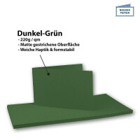 75x Falt-Karten DIN A6 Langdoppel-Karten - Dunkel-Grün -10,5 x 14,8 cm - blanko quer-doppelte Faltkarten - FarbenFroh by Gustav Neuser®