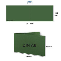 75x Falt-Karten DIN A6 Langdoppel-Karten - Dunkel-Grün -10,5 x 14,8 cm - blanko quer-doppelte Faltkarten - FarbenFroh by Gustav Neuser®
