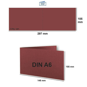 200x Falt-Karten DIN A6 Langdoppel-Karten - Dunkel-Rot -10,5 x 14,8 cm - blanko quer-doppelte Faltkarten - FarbenFroh by Gustav Neuser®