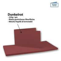 200x Falt-Karten DIN A6 Langdoppel-Karten - Dunkel-Rot -10,5 x 14,8 cm - blanko quer-doppelte Faltkarten - FarbenFroh by Gustav Neuser®
