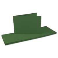 200x Falt-Karten DIN A6 Langdoppel-Karten - Dunkel-Grün -10,5 x 14,8 cm - blanko quer-doppelte Faltkarten - FarbenFroh by Gustav Neuser®