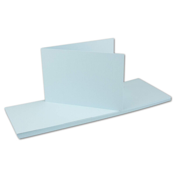 250x Falt-Karten DIN A6 Langdoppel-Karten - Hellblau -10,5 x 14,8 cm - blanko quer-doppelte Faltkarten - FarbenFroh by Gustav Neuser®