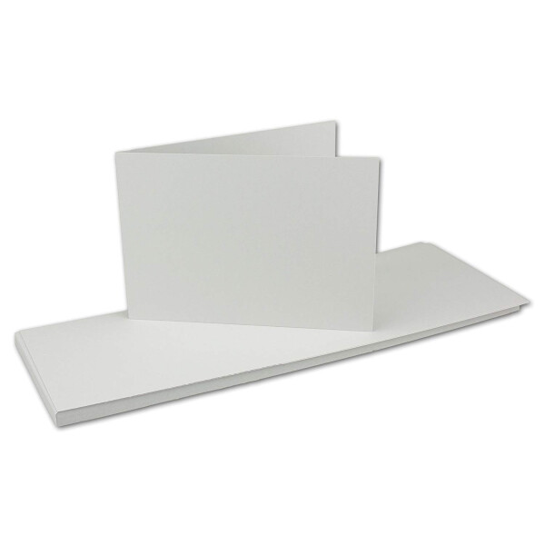250x Falt-Karten DIN A6 Langdoppel-Karten - Hellgrau -10,5 x 14,8 cm - blanko quer-doppelte Faltkarten - FarbenFroh by Gustav Neuser®