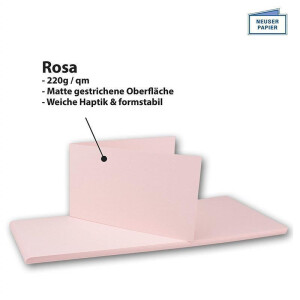 300x Falt-Karten DIN A6 Langdoppel-Karten - Rosa -10,5 x 14,8 cm - blanko quer-doppelte Faltkarten - FarbenFroh by Gustav Neuser®