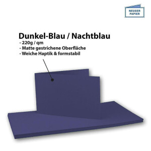 300x Falt-Karten DIN A6 Langdoppel-Karten - Dunkel-Blau - Nachtblau -10,5 x 14,8 cm - blanko quer-doppelte Faltkarten - FarbenFroh by Gustav Neuser®