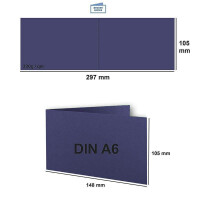 300x Falt-Karten DIN A6 Langdoppel-Karten - Dunkel-Blau - Nachtblau -10,5 x 14,8 cm - blanko quer-doppelte Faltkarten - FarbenFroh by Gustav Neuser®