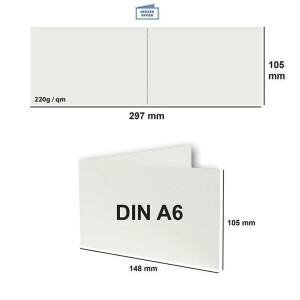 400x Falt-Karten DIN A6 Langdoppel-Karten - Naturweiß -10,5 x 14,8 cm - blanko quer-doppelte Faltkarten - FarbenFroh by Gustav Neuser®