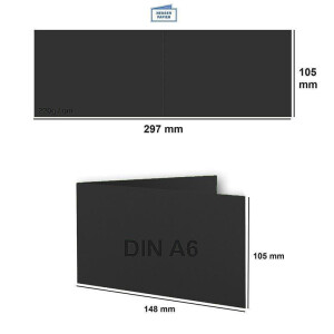 400x Falt-Karten DIN A6 Langdoppel-Karten - Schwarz -10,5 x 14,8 cm - blanko quer-doppelte Faltkarten - FarbenFroh by Gustav Neuser®