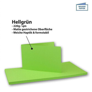 500x Falt-Karten DIN A6 Langdoppel-Karten - Hellgrün -10,5 x 14,8 cm - blanko quer-doppelte Faltkarten - FarbenFroh by Gustav Neuser®