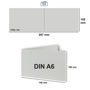 500x Falt-Karten DIN A6 Langdoppel-Karten - Hellgrau -10,5 x 14,8 cm - blanko quer-doppelte Faltkarten - FarbenFroh by Gustav Neuser®