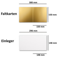 200x Gold-Metallic Faltkarten-SET - Quadratisch - mit gefütterten Weissen Briefumschlägen & Einlegern - 15 x 15 cm - Einladungskarten-Set von Gustav Neuser®