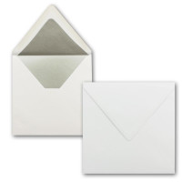 20x Silber-Metallic Faltkarten-SET - Quadratisch - mit gefütterten Weissen Briefumschlägen & Einlegern - 15 x 15 cm - Einladungskarten-Set von Gustav Neuser®