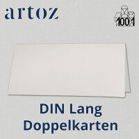 ARTOZ 100x DIN Lang Faltkarten - Grau (Silbergrau) gerippt 210 x 105 mm Klappkarten - Blanko Doppelkarte mit 220 g/m² edle Egoutteur-Rippung