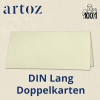 ARTOZ 100x DIN Lang Faltkarten - Creme (Chamois) gerippt 210 x 105 mm Klappkarten - Blanko Doppelkarte mit 220 g/m² edle Egoutteur-Rippung