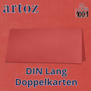 ARTOZ 400x DIN Lang Faltkarten - Rot (Rot) gerippt 210 x 105 mm Klappkarten - Blanko Doppelkarte mit 220 g/m² edle Egoutteur-Rippung