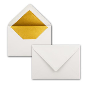 25x Gold-Metallic Faltkarten-SET - DIN B6 - Doppelkarte mit gefütterten weissen Briefumschlägen & Einlegern - Einladungskarten-Set von Gustav Neuser®
