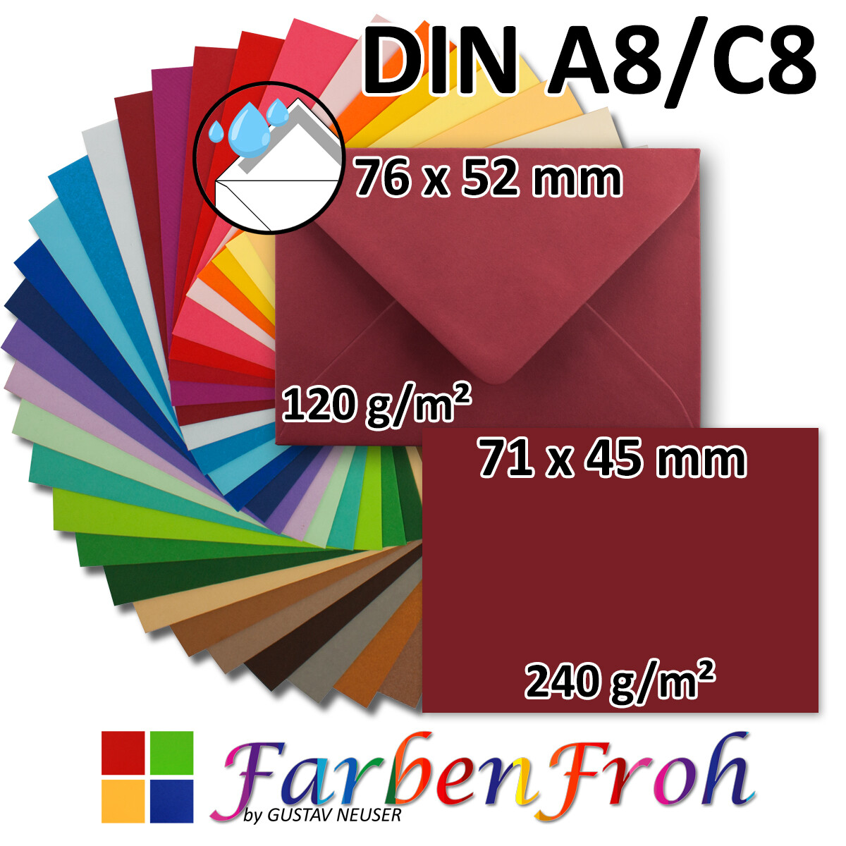 Karte DIN A 6-10,5 x 14,8 cm 120 g/m² Nassklebung Creme-weiß 40 x Doppelkarten Set DIN A6/C6 240 g/m² mit Brief-Umschlägen DIN C6-11,3 x 16,0 cm Umschlag 