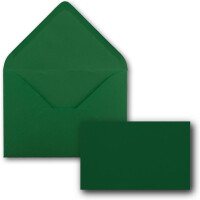 25x Stück Karte mit Umschlag Set Einzel-Karten Din A8 7,1x4,5 cm 240 g/m² Dunkelgrün mit Brief-Umschlägen C8 7,6x5,2 cm Nassklebung