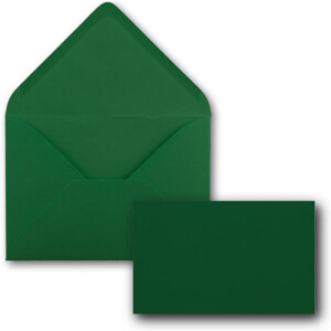 200x Stück Karte mit Umschlag Set Einzel-Karten Din A8 7,1x4,5 cm 240 g/m² Dunkelgrün mit Brief-Umschlägen C8 7,6x5,2 cm Nassklebung