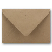 250x Stück Karte mit Umschlag Set Einzel-Karten Din A8 7,1x4,5 cm 260 g/m² Sandbraun mit Brief-Umschlägen C8 7,6x5,2 cm Nassklebung
