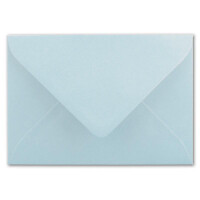 25x Stück Karte mit Umschlag Set Einzel-Karten Din A8 7,1x4,5 cm 240 g/m² Hellblau mit Brief-Umschlägen C8 7,6x5,2 cm Nassklebung