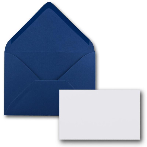 100x Stück Karte mit Umschlag Set Einzel-Karten Din A8 7,1x4,5 cm Hochweiß mit Brief-Umschlägen C8 7,6x5,2 cm Nachtblau Nassklebung