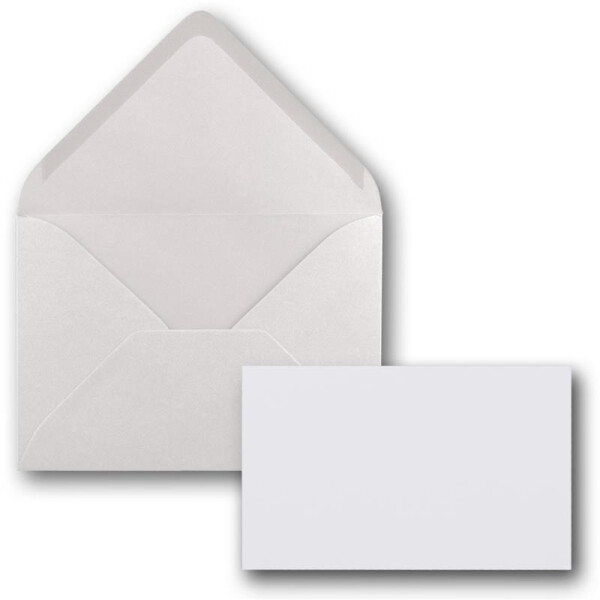 300x Stück Karte mit Umschlag Set Einzel-Karten Din A8 7,1x4,5 cm Hochweiß mit Brief-Umschlägen C8 7,6x5,2 cm Naturweiß Nassklebung