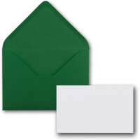 100x Stück Karte mit Umschlag Set Einzel-Karten Din A8 7,1x4,5 cm Hochweiß mit Brief-Umschlägen C8 7,6x5,2 cm Dunkelgrün Nassklebung