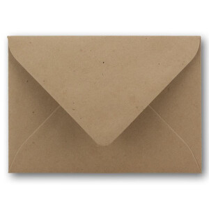 50x Stück Karte mit Umschlag Set Einzel-Karten Din A8 7,1x4,5 cm Hochweiß mit Brief-Umschlägen C8 7,6x5,2 cm Sandbraun Nassklebung