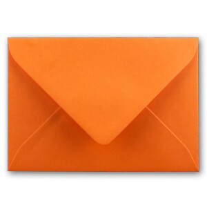 100x Stück Karte mit Umschlag Set Einzel-Karten Din A8 7,1x4,5 cm Hochweiß mit Brief-Umschlägen C8 7,6x5,2 cm Orange Nassklebung