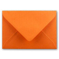 200x Stück Karte mit Umschlag Set Einzel-Karten Din A8 7,1x4,5 cm Hochweiß mit Brief-Umschlägen C8 7,6x5,2 cm Orange Nassklebung