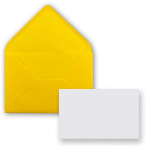 25x Stück Karte mit Umschlag Set Einzel-Karten Din A8 7,1x4,5 cm Hochweiß mit Brief-Umschlägen C8 7,6x5,2 cm Honiggelb Nassklebung