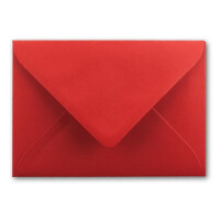 75x Stück Karte mit Umschlag Set Einzel-Karten Din A8 7,1x4,5 cm Hochweiß mit Brief-Umschlägen C8 7,6x5,2 cm Rot Nassklebung