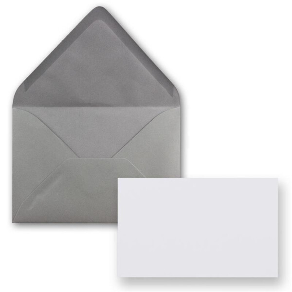 75x Stück Karte mit Umschlag Set Einzel-Karten Din A8 7,1x4,5 cm Hochweiß mit Brief-Umschlägen C8 7,6x5,2 cm Graphit Nassklebung