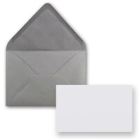 300x Stück Karte mit Umschlag Set Einzel-Karten Din A8 7,1x4,5 cm Hochweiß mit Brief-Umschlägen C8 7,6x5,2 cm Graphit Nassklebung