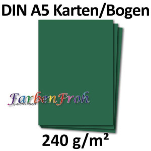 50 DIN A5 Einzelkarten Papierbögen - Dunkelgrün - 240 g/m² - 14,8 x 21 cm - Bastelbogen Tonpapier Fotokarton Bastelpapier Tonkarton - FarbenFroh