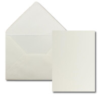 150 Stück Karte mit Umschlag Set - Einzel-Karten Din A5 - 14,8 x 21 cm naturweiß mit Brief-Umschlägen Din C5 - 15,4 x 22 cm naturweiß - Nassklebung