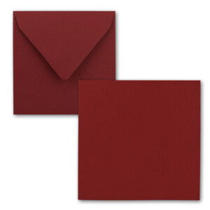 Quadratisches Einzelkarten-Set - 15 x 15 cm - mit Brief-Umschlägen - Dunkelrot - 25 Stück - für Grußkarten & mehr - FarbenFroh by GUSTAV NEUSER