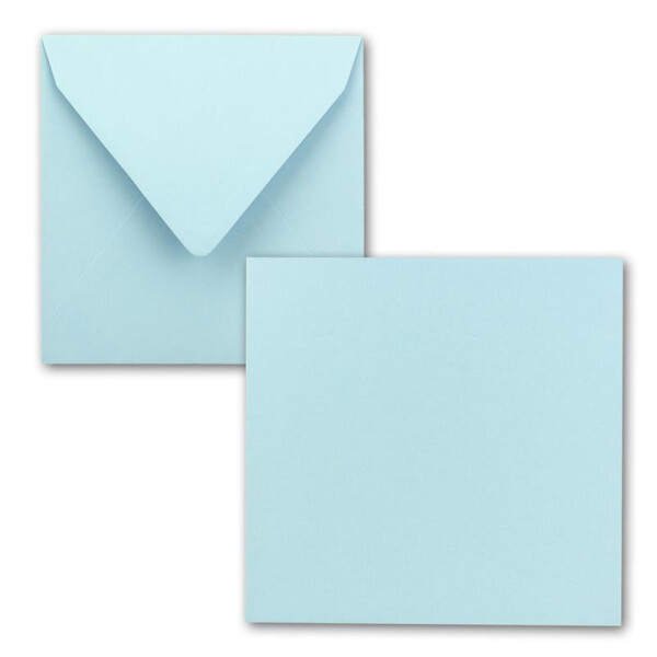 Quadratisches Einzelkarten-Set - 15 x 15 cm - mit Brief-Umschlägen - Hellblau - 50 Stück - für Grußkarten & mehr - FarbenFroh by GUSTAV NEUSER