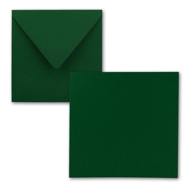 Quadratisches Einzelkarten-Set - 15 x 15 cm - mit Brief-Umschlägen - Dunkelgrün - 50 Stück - für Grußkarten & mehr - FarbenFroh by GUSTAV NEUSER