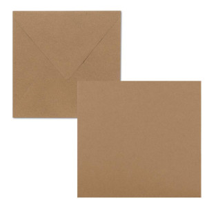 Quadratisches Einzelkarten-Set - 15 x 15 cm - mit Brief-Umschlägen - Sandbraun - 25 Stück - für Grußkarten & mehr - FarbenFroh by GUSTAV NEUSER