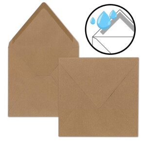 Quadratisches Einzelkarten-Set - 15 x 15 cm - mit Brief-Umschlägen - Sandbraun - 50 Stück - für Grußkarten & mehr - FarbenFroh by GUSTAV NEUSER