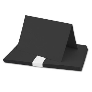 25 x Faltkarten-Set DIN A5/C5 - Schwarz + Umschläge + Einlegeblätter - PREMIUM QUALITÄT - sehr formstabil - für Drucker geeignet